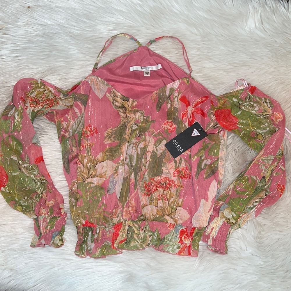 Guess pink floral top